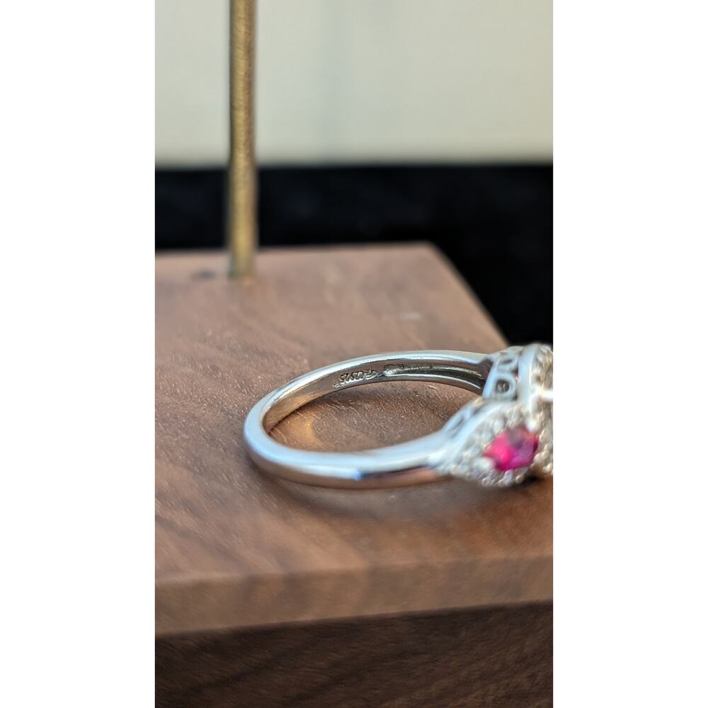 925 Large Round Cz & Lab-Created Ruby Trillion Ac… - image 4